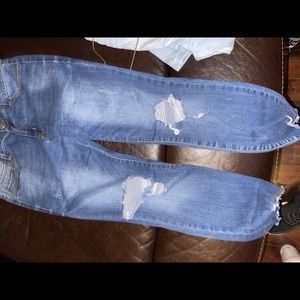 Blue ripped jeans stretchy